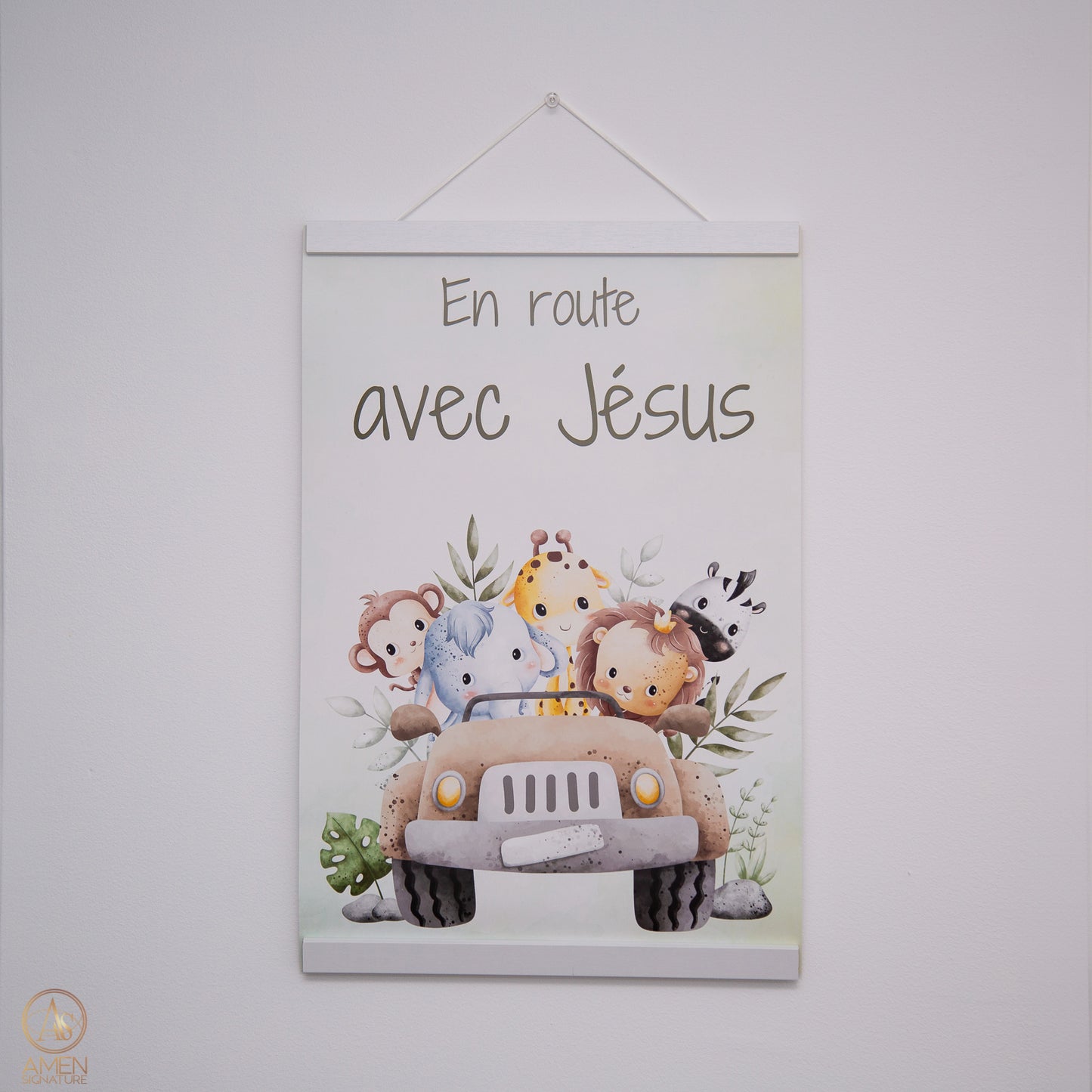 Cadre magnétique - Affiche - En route avec Jésus (animaux)