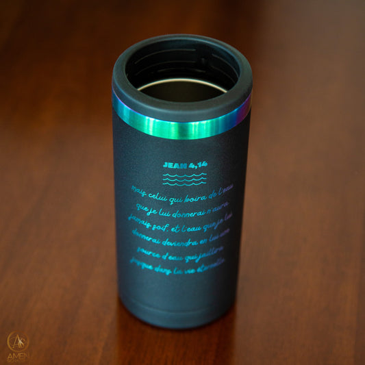 Isotherme iridescent canette mince gravée - Fraîcheur céleste, Eau vive