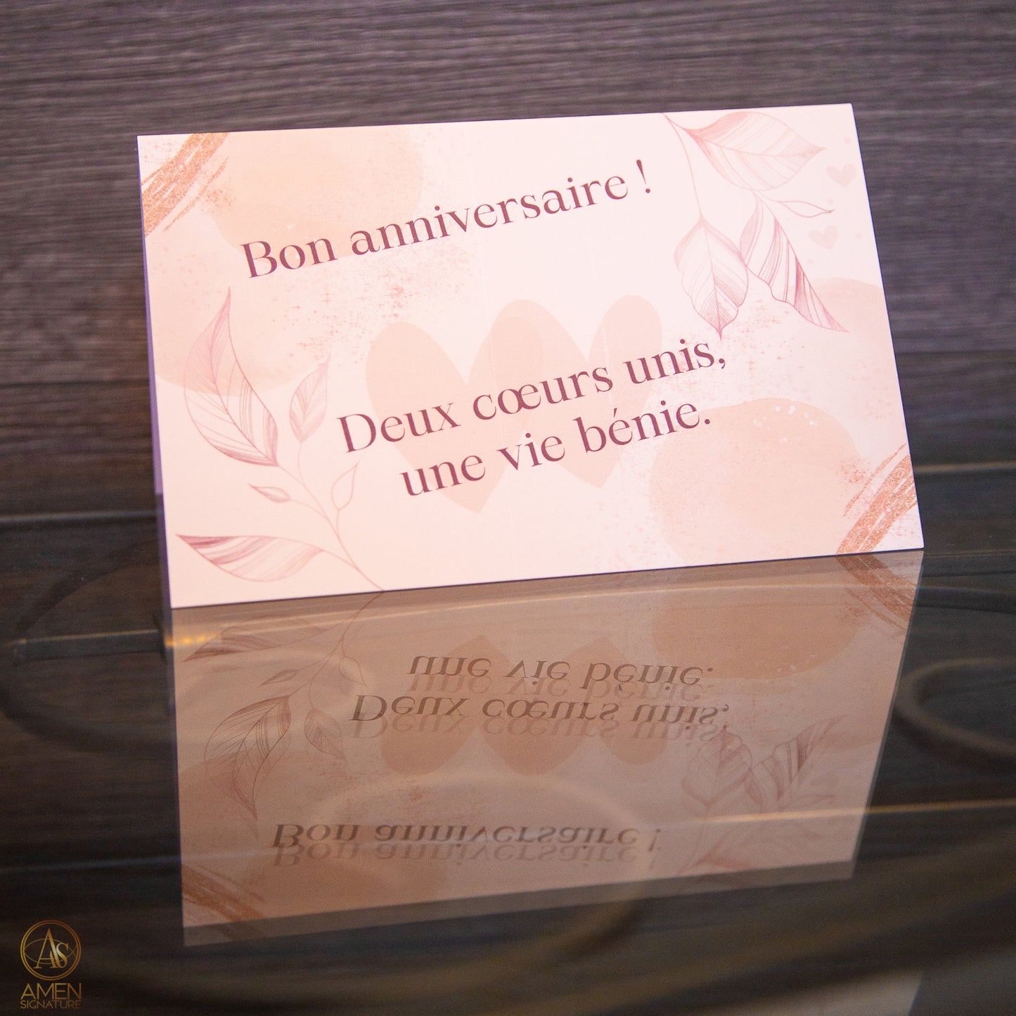 Carte de souhaits chrétienne - Anniversaire de mariage - Deux cœurs unis