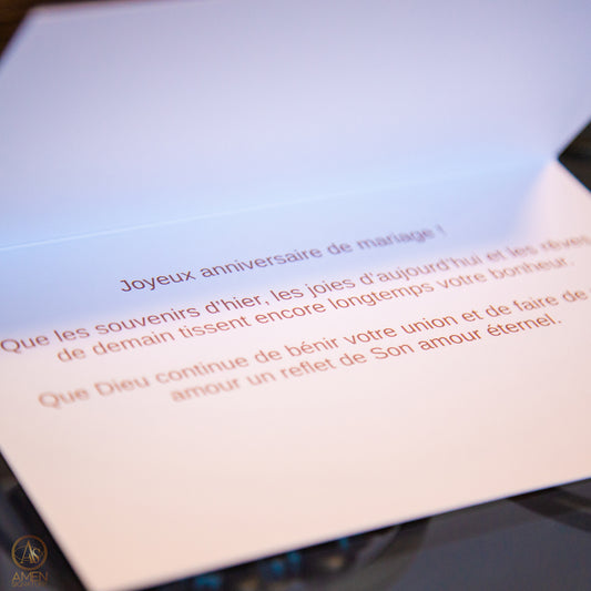 Carte de souhaits chrétienne - Anniversaire de mariage - Deux cœurs unis