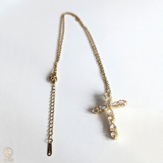 Chaîne Croix Lumière - Acier inoxydable 316L - Zircon