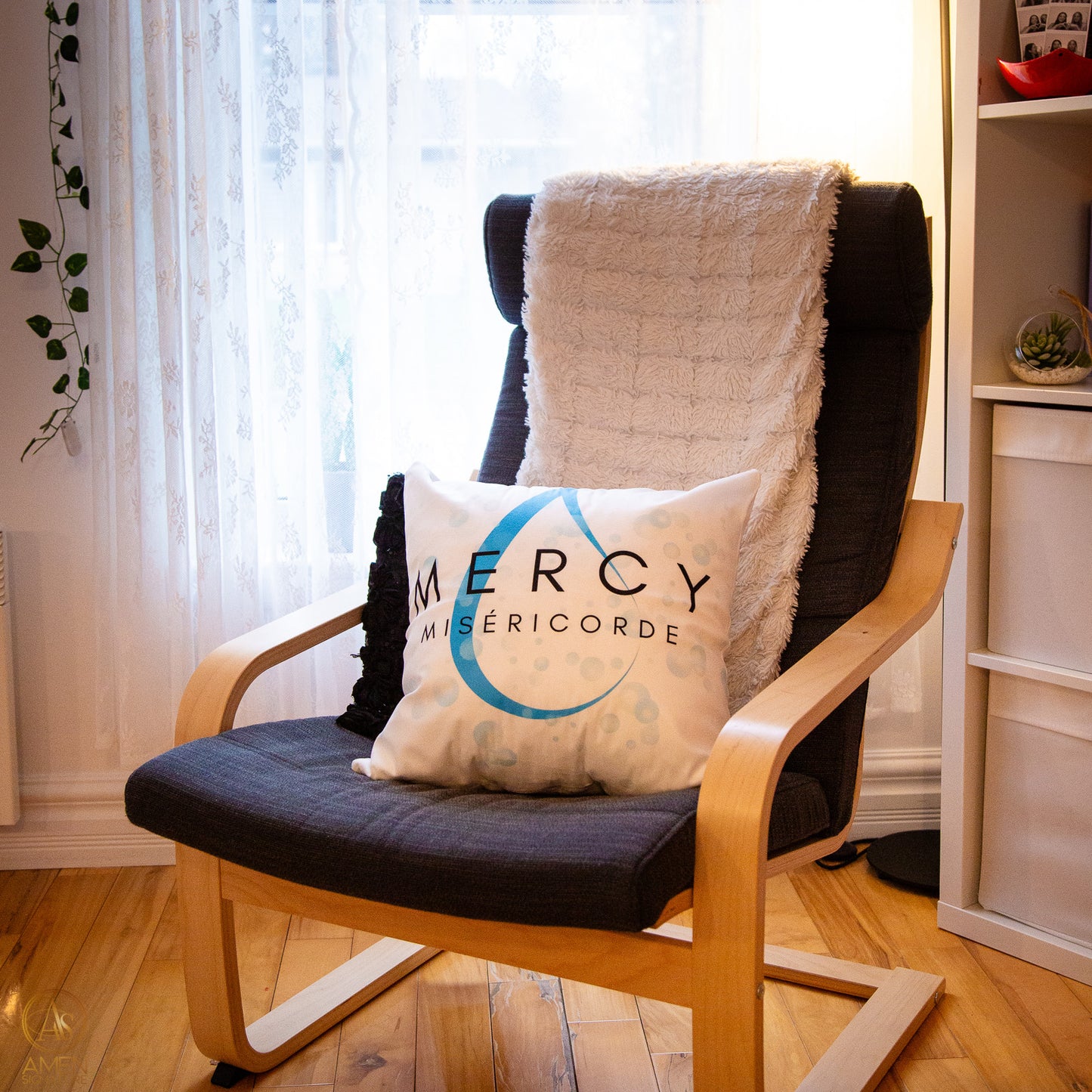 Housse de coussin chrétienne - MERCY Miséricorde - 45 x 45 cm