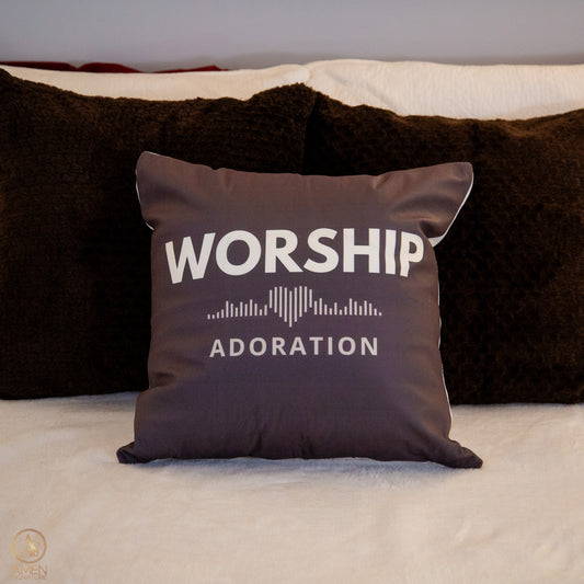 Housse de coussin chrétienne - WORSHIP Adoration - 45 x 45 cm
