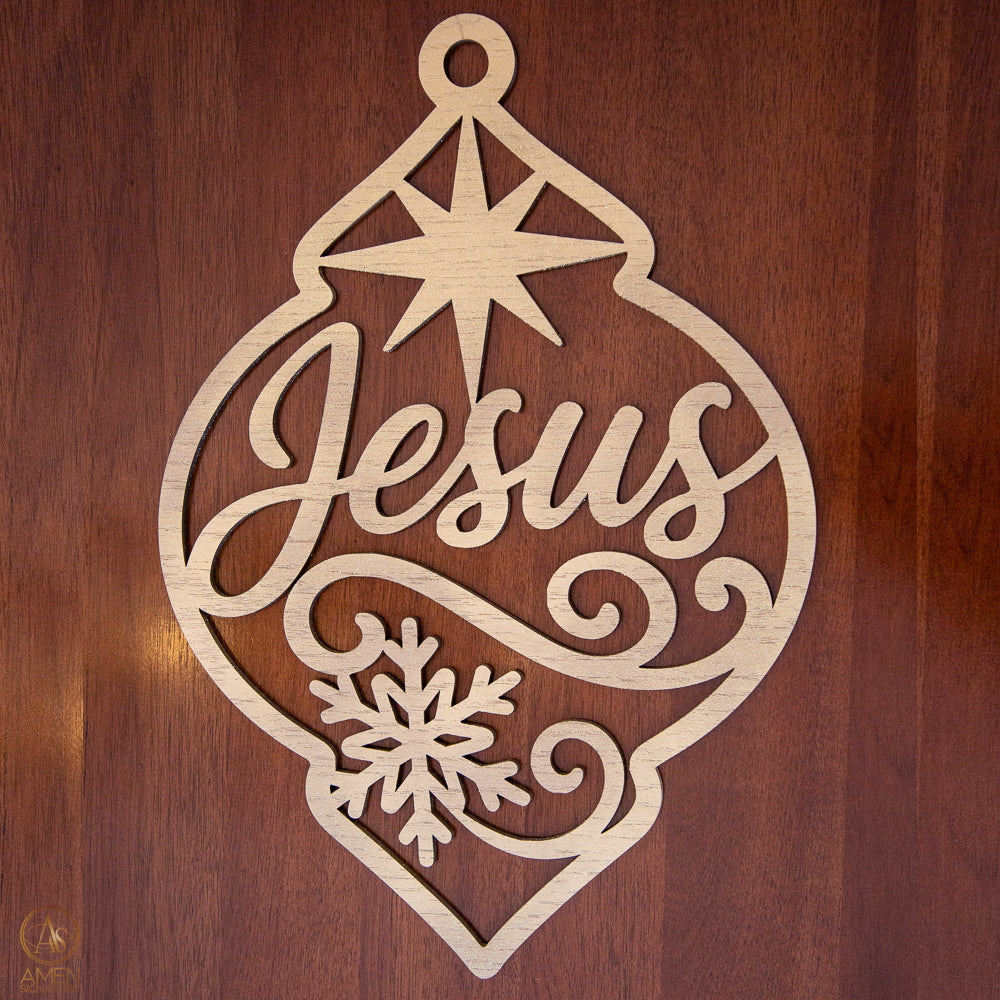 Panneau mural bois doré - Jésus (forme goutte)