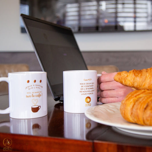 Tasse - Jésus a marché sur l’eau, moi je marche sur le café - 11 oz