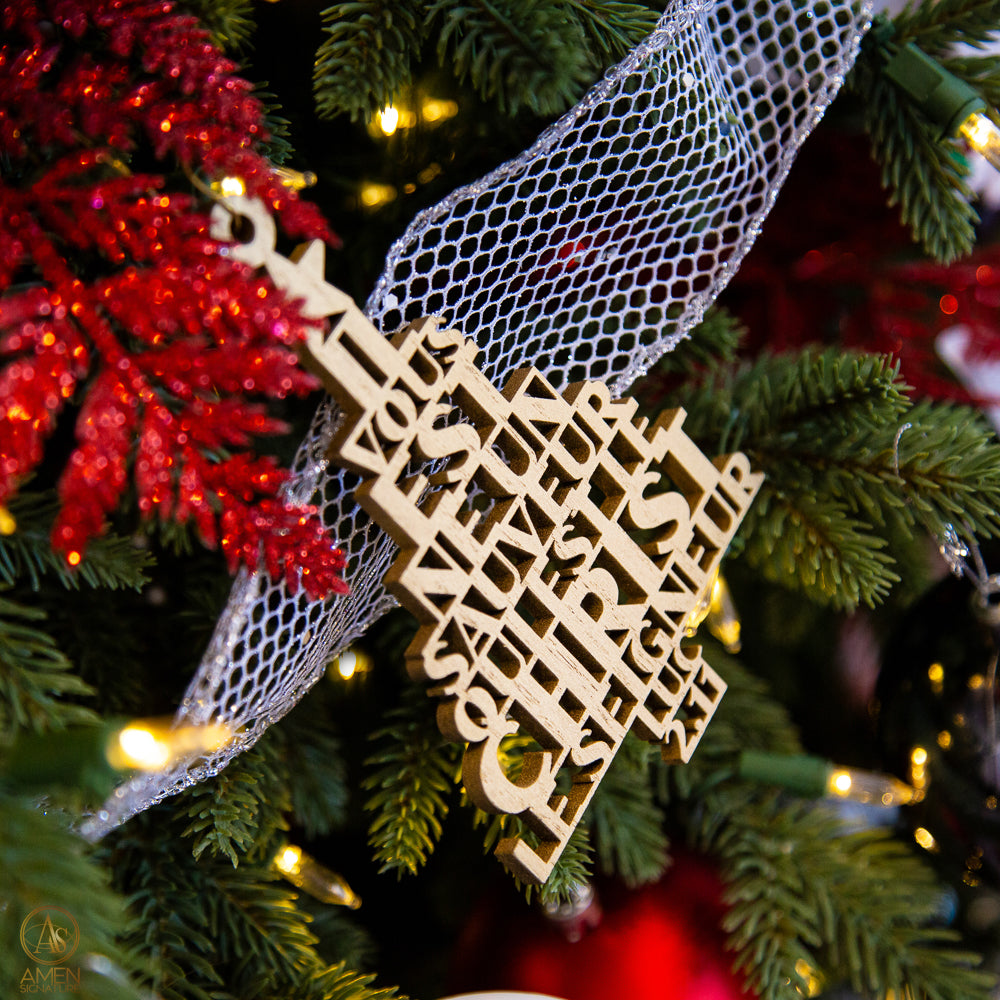 Boule de Noël en bois - Il vous est né un Sauveur