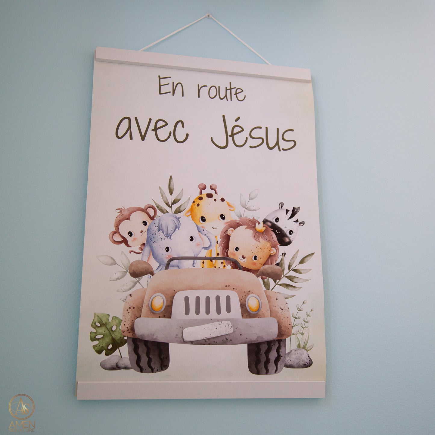 Cadre magnétique - Affiche - En route avec Jésus (animaux)