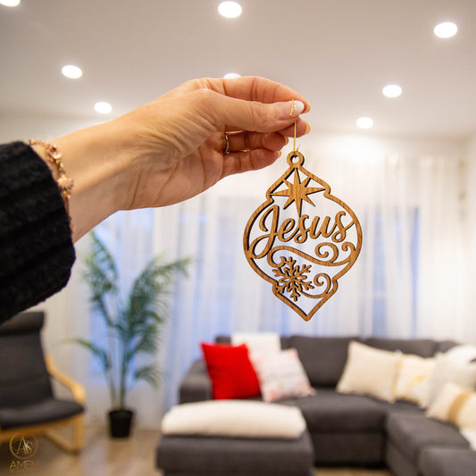 Boule de Noël en bois - Jésus