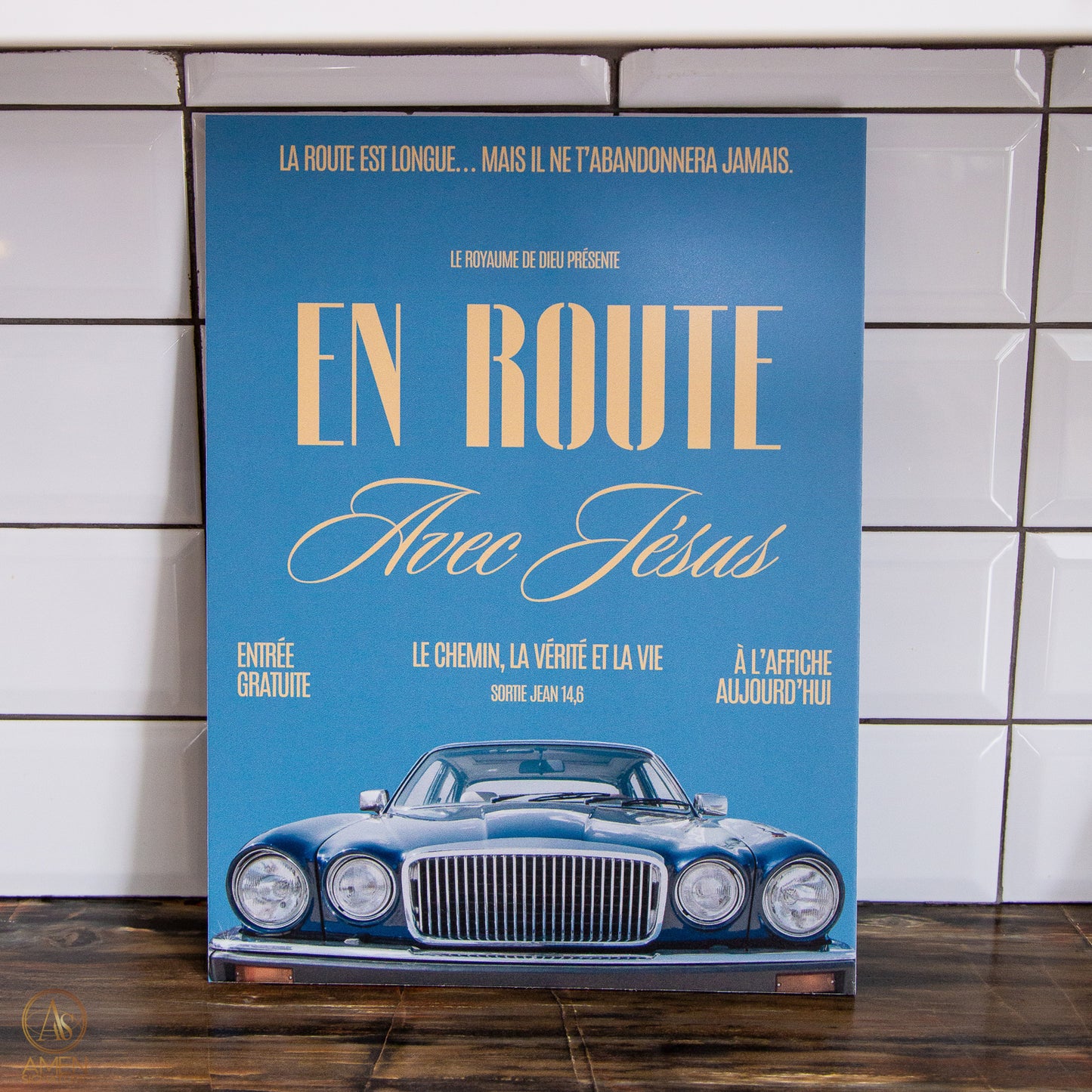 Affiche rigide - En route avec Jésus - Cinéma rétro