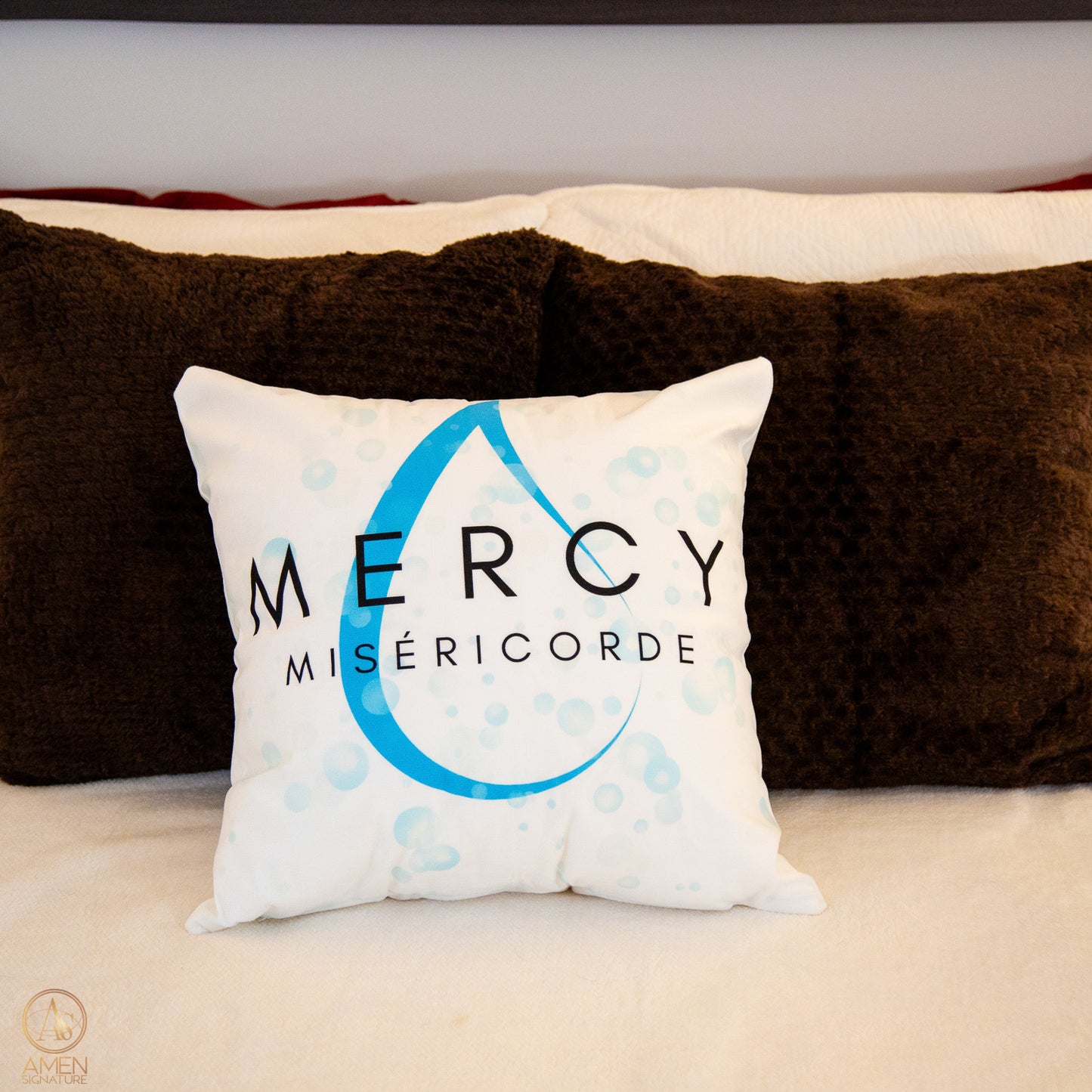 Housse de coussin chrétienne - MERCY Miséricorde - 45 x 45 cm