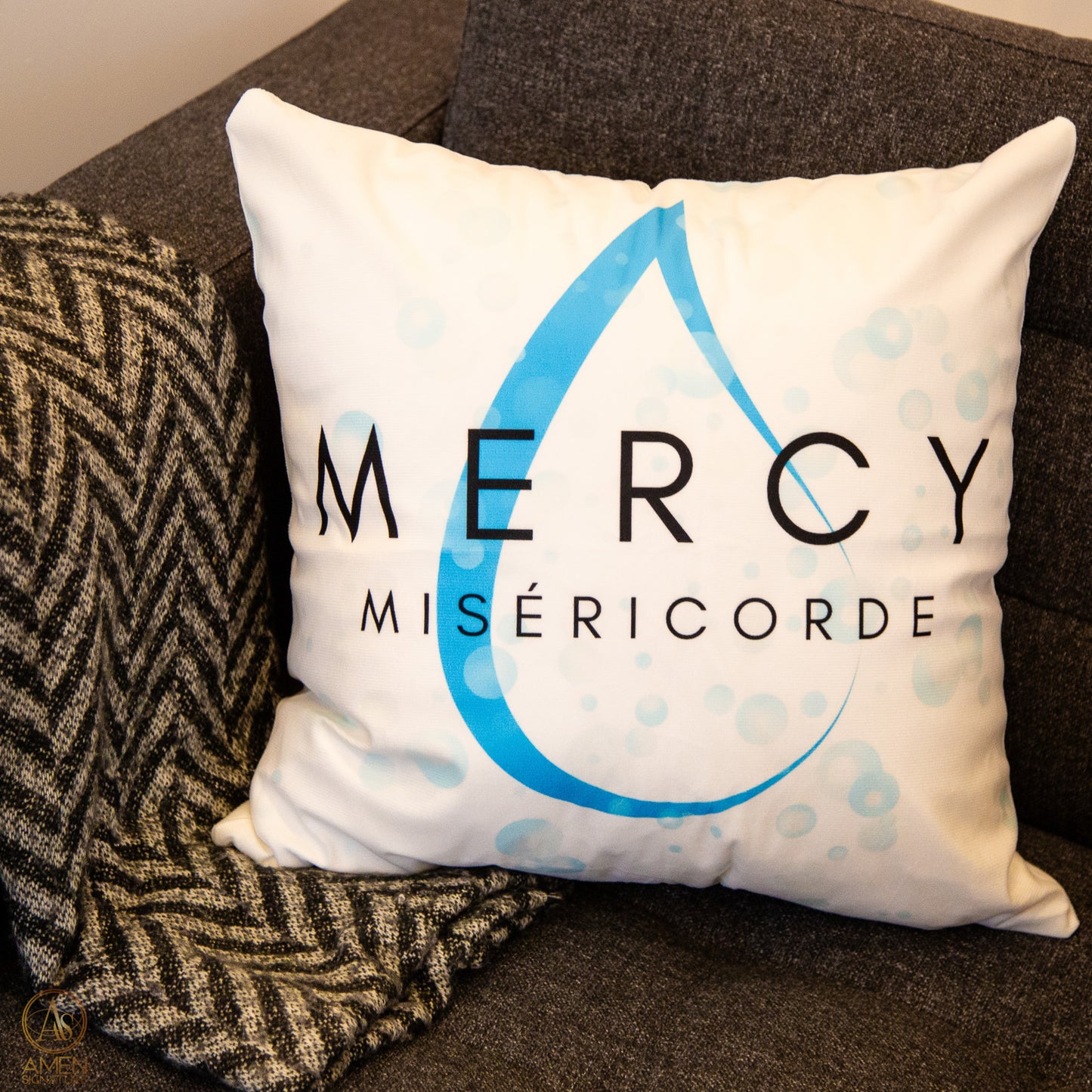 Housse de coussin chrétienne - MERCY Miséricorde - 45 x 45 cm
