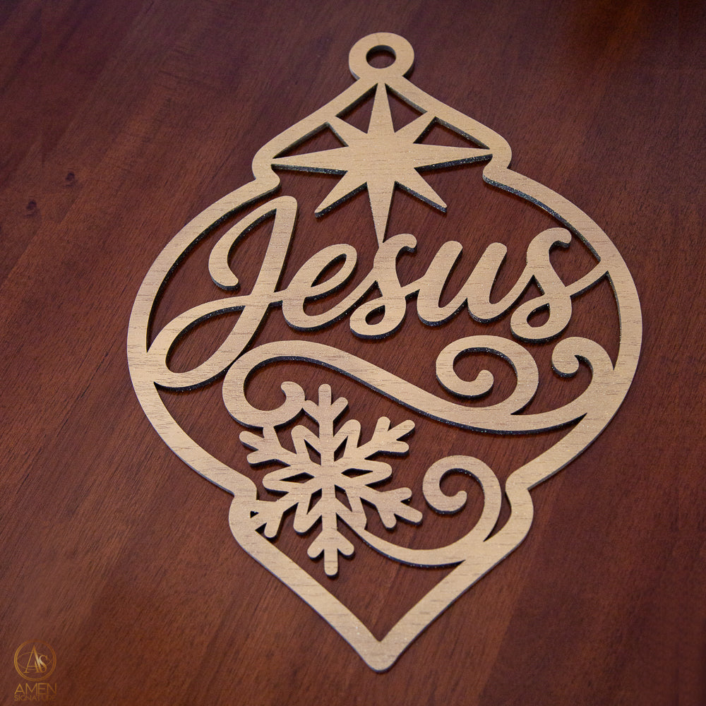 Panneau mural bois doré - Jésus (forme goutte)