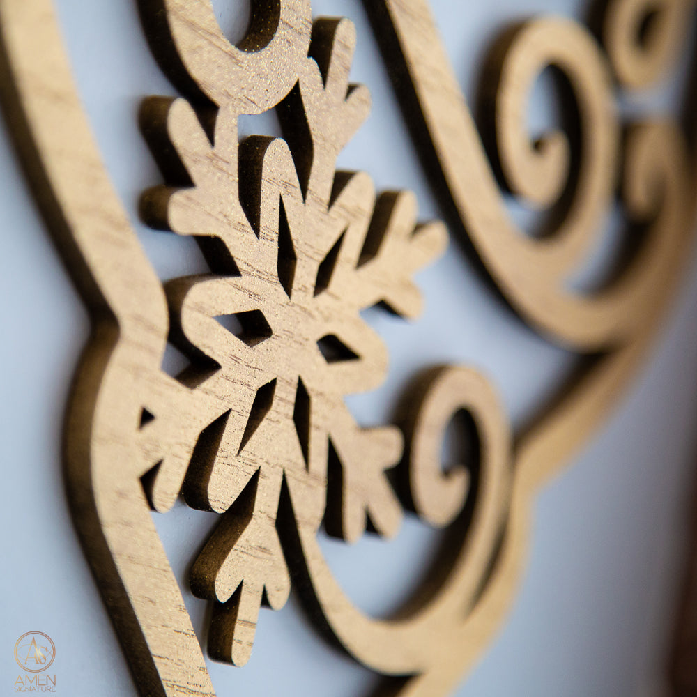 Panneau mural bois doré - Jésus (forme goutte)