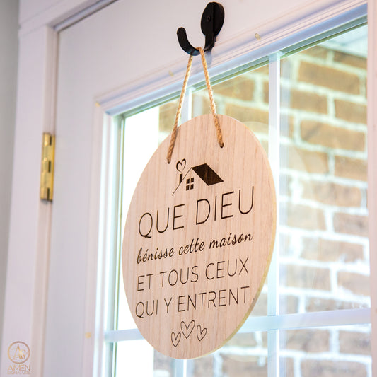 Panneau mural chrétien - Que Dieu bénisse cette maison