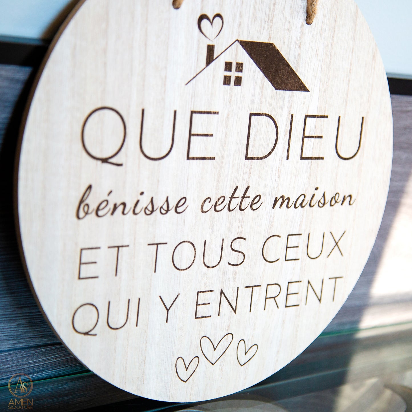 Panneau mural chrétien - Que Dieu bénisse cette maison