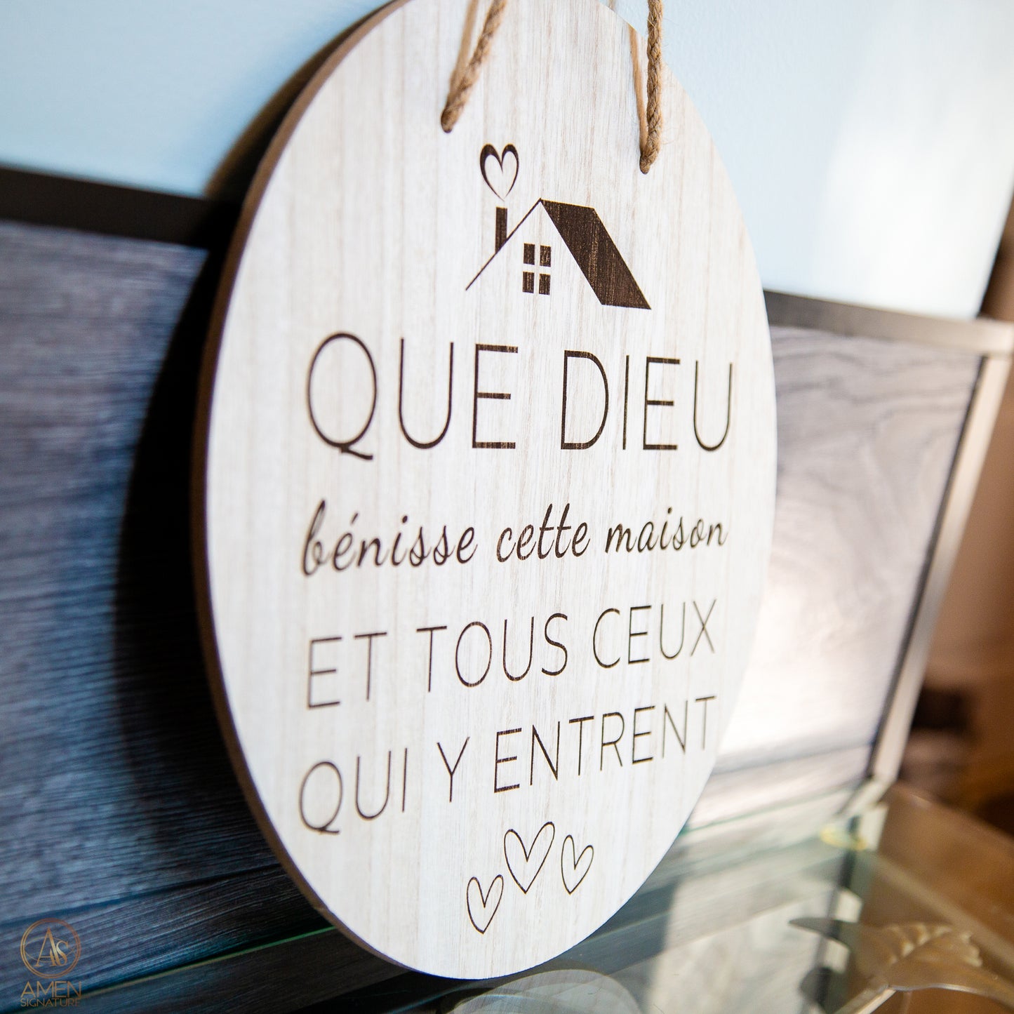 Panneau mural chrétien - Que Dieu bénisse cette maison