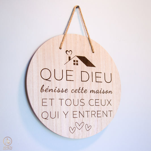 Panneau mural chrétien - Que Dieu bénisse cette maison