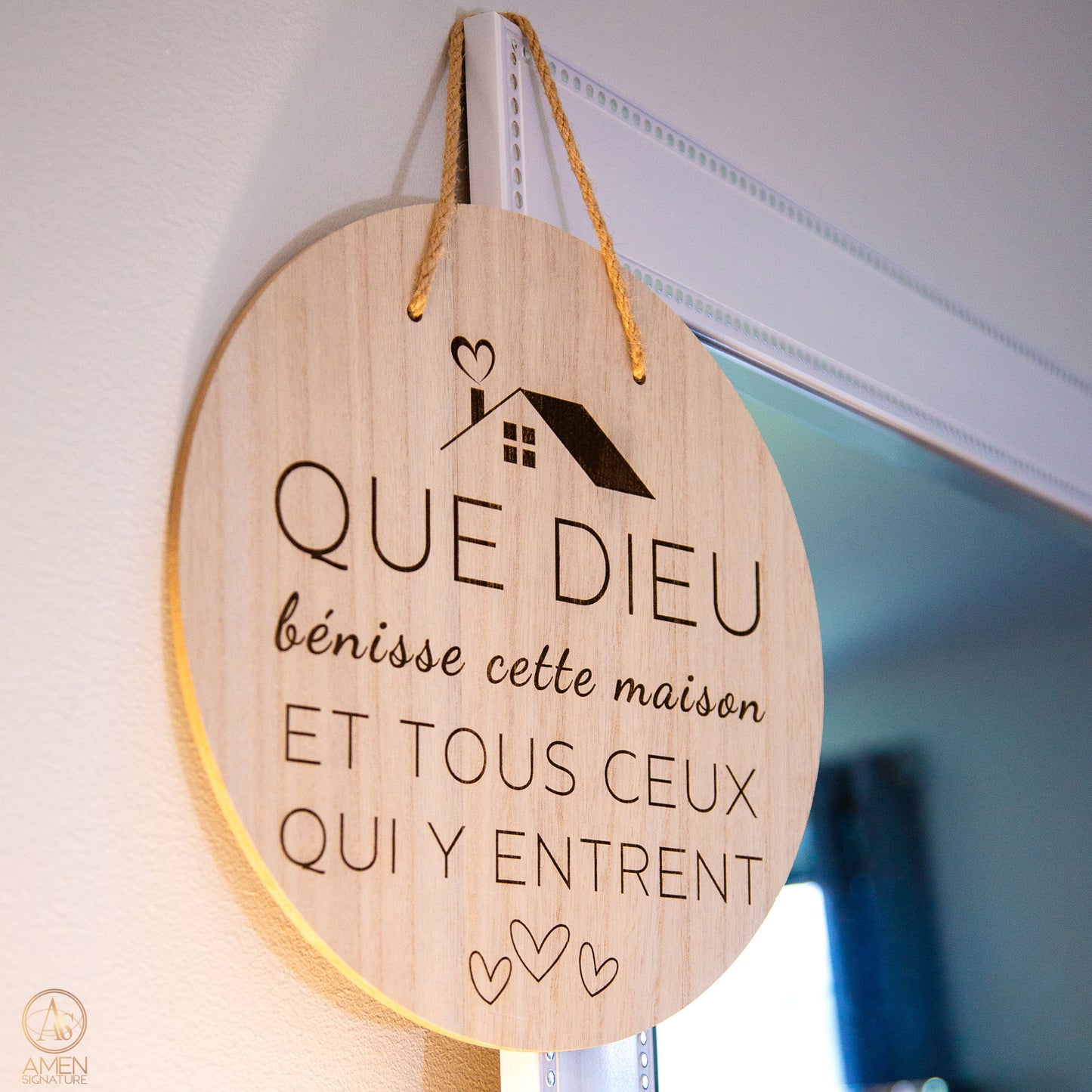 Panneau mural chrétien - Que Dieu bénisse cette maison