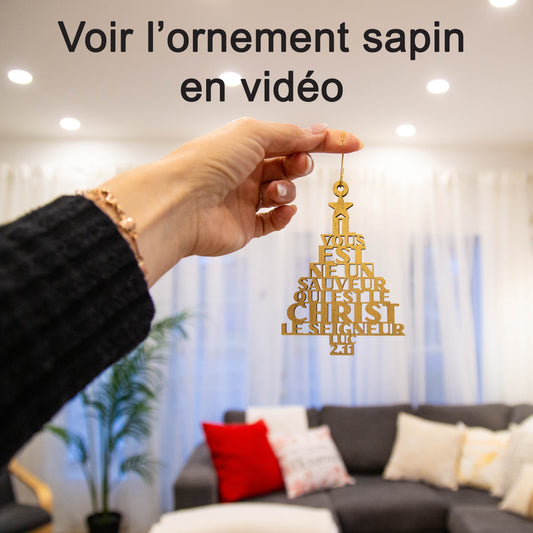 Boule de Noël en bois - Il vous est né un Sauveur